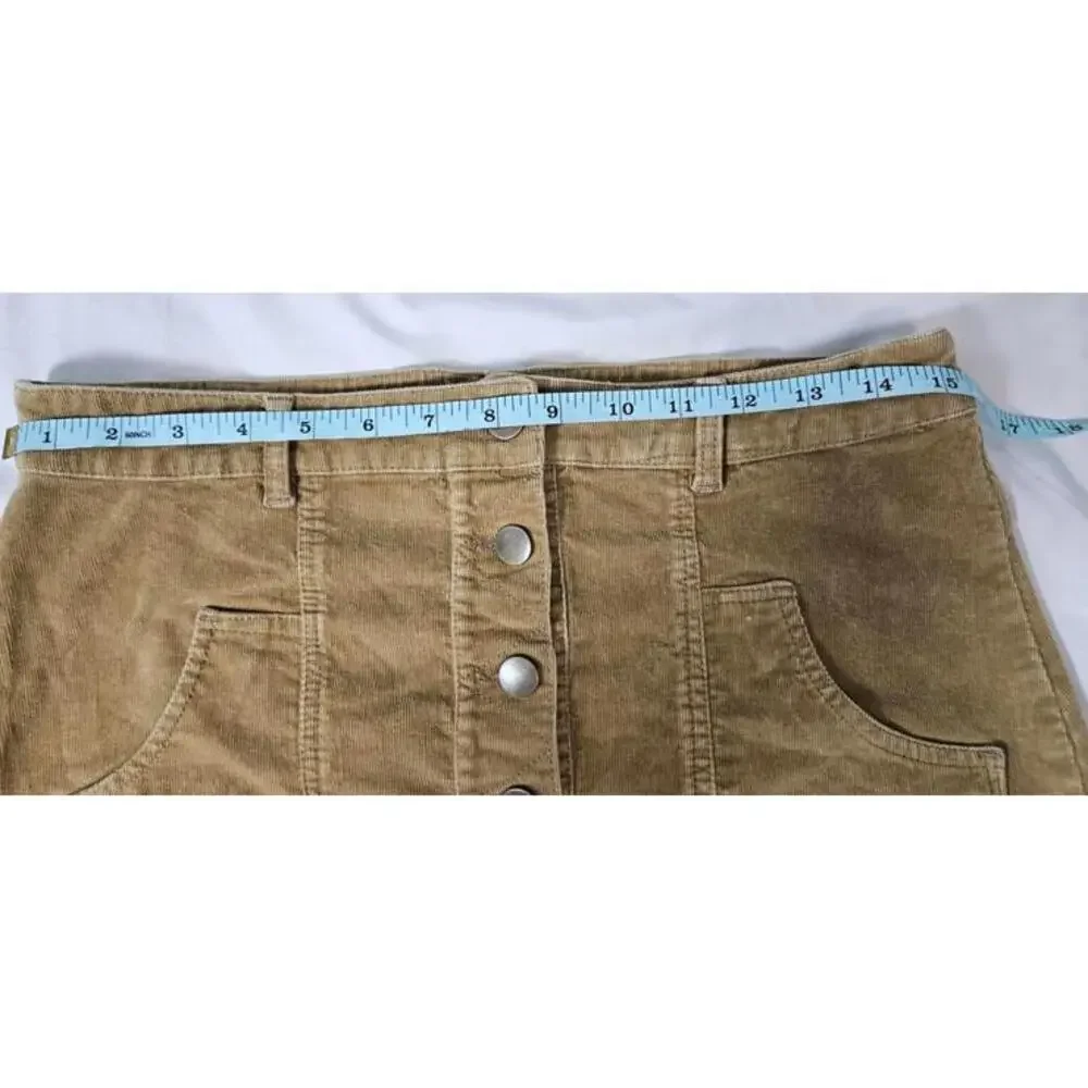 Altar'd State Women's Caramel Corduroy A-Line Skirt with Button Front Size Large